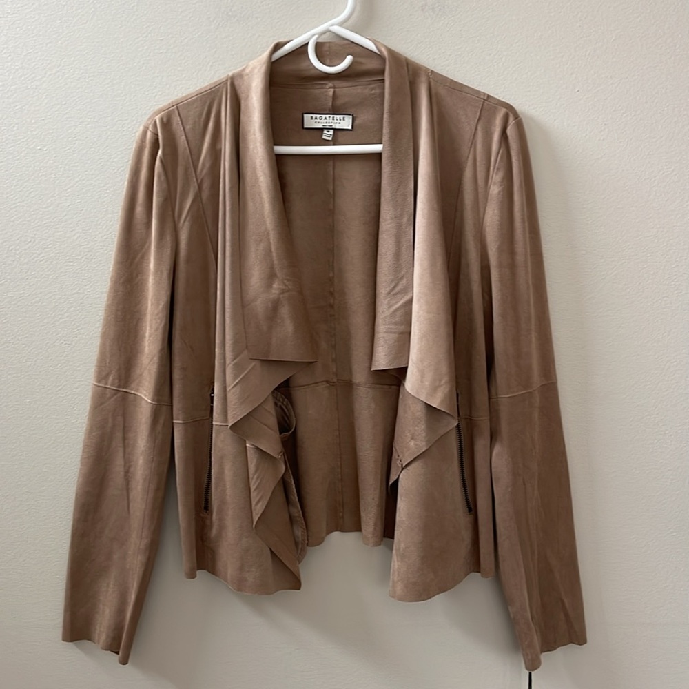 Bagatelle, Women’s Faux-Suede Drape-Front Jacket Sz M - Picture 5 of 14